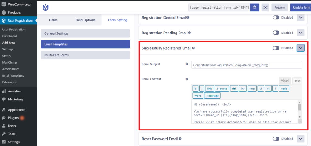 User Registration Email Templates User Registration Documentation